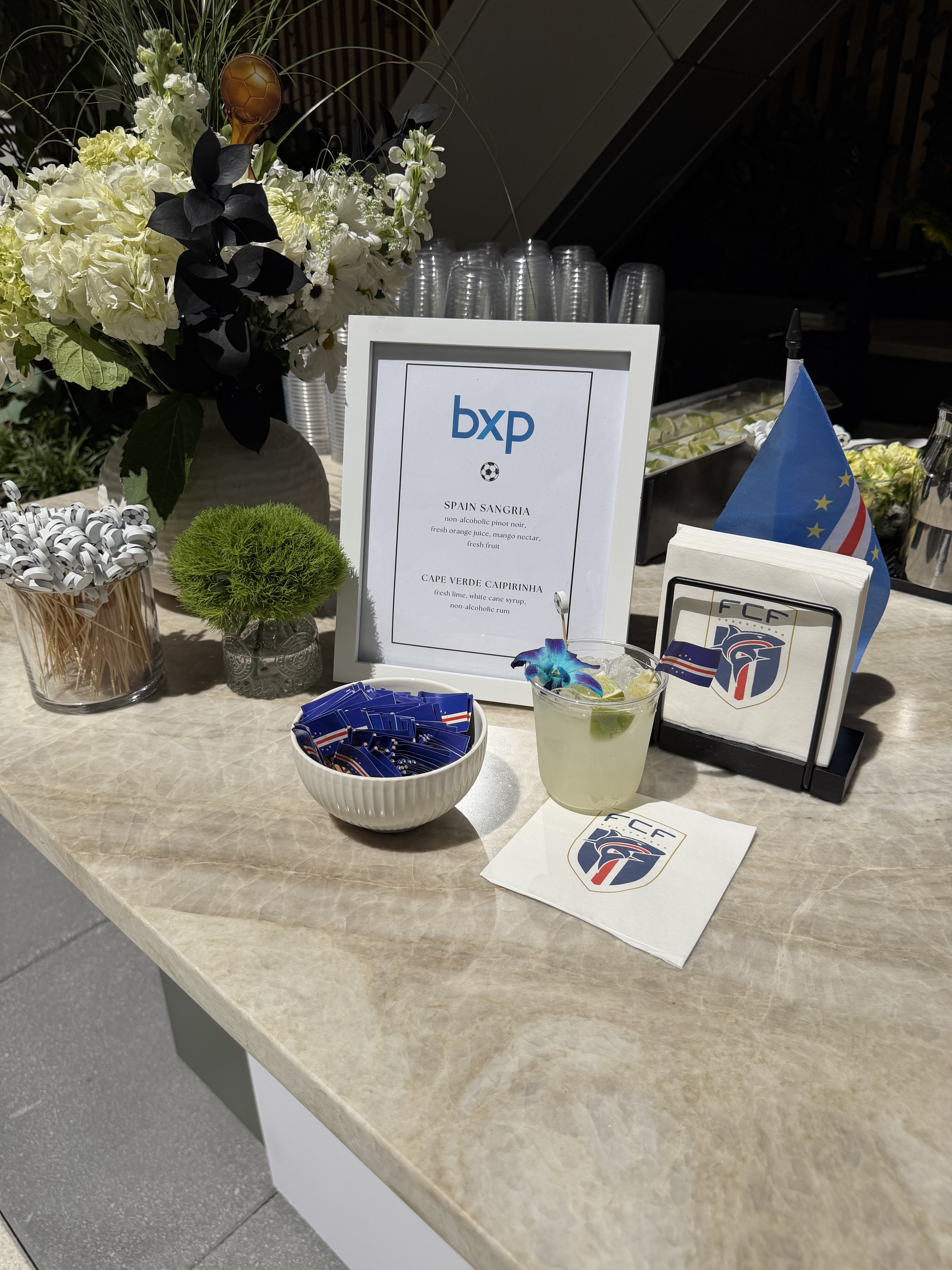 Custom event menu and branded drink setup