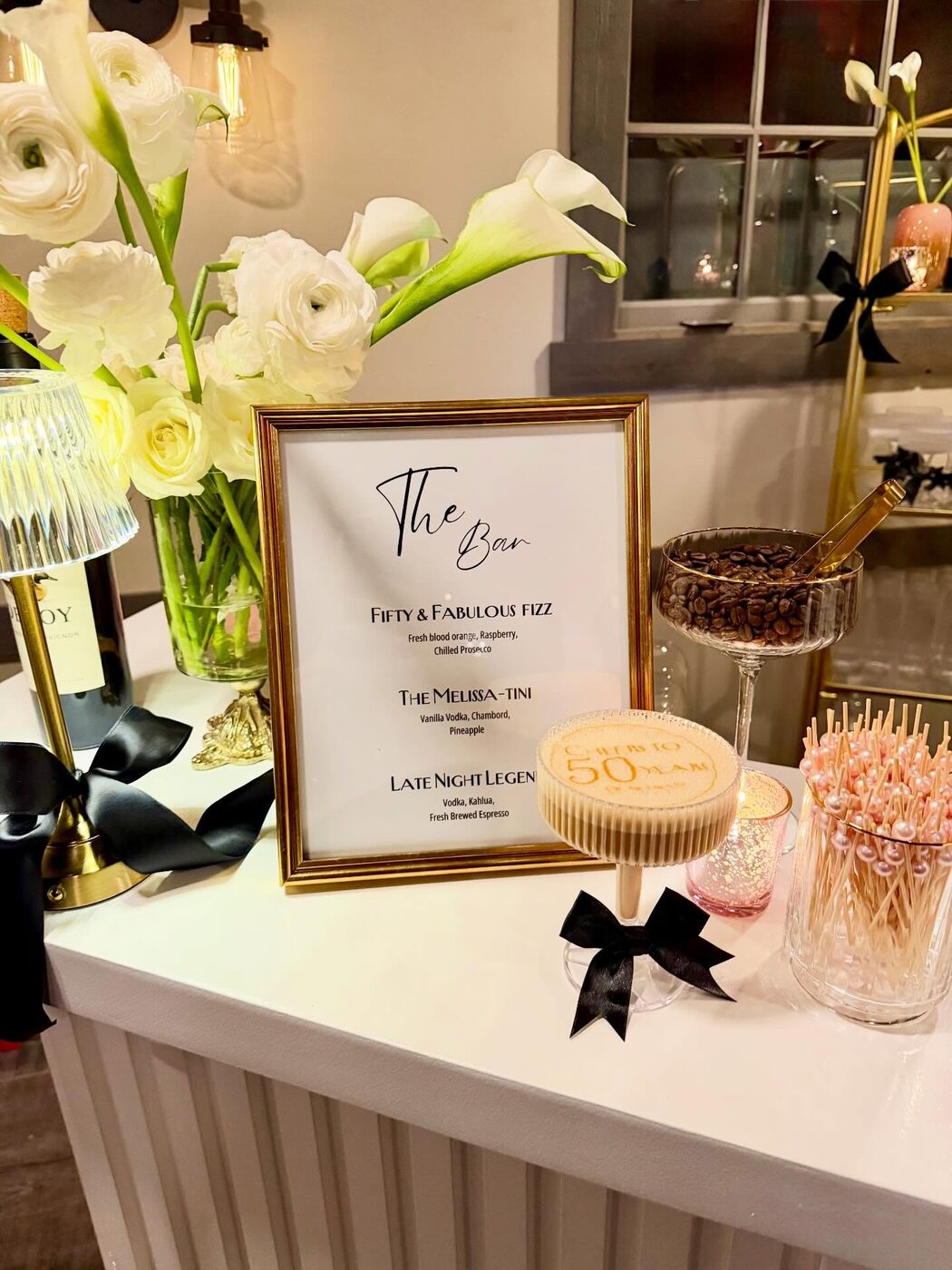 Custom fifty and fabulous event menu